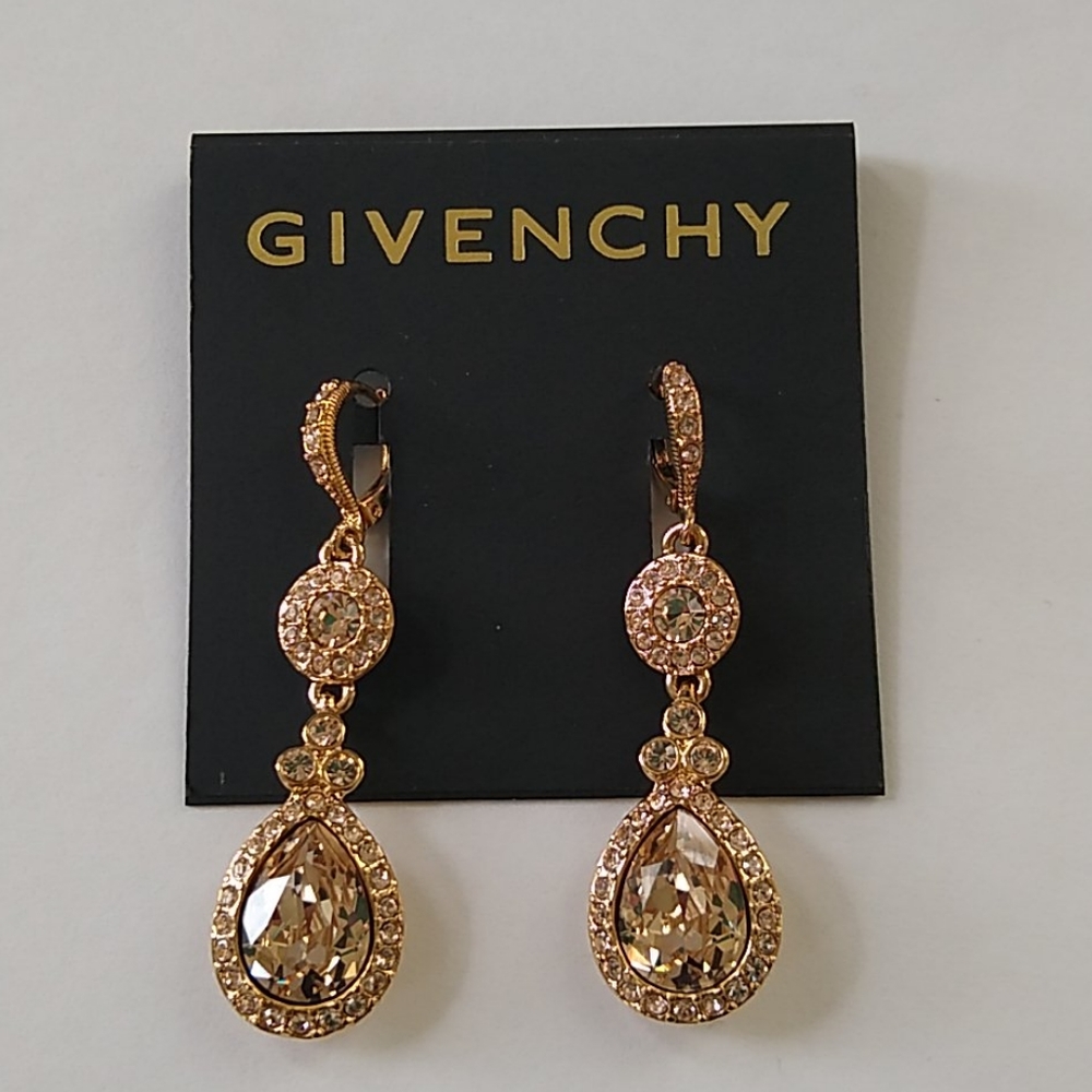 Givenchy Gold-Tone Crystal Double Drop Earrings